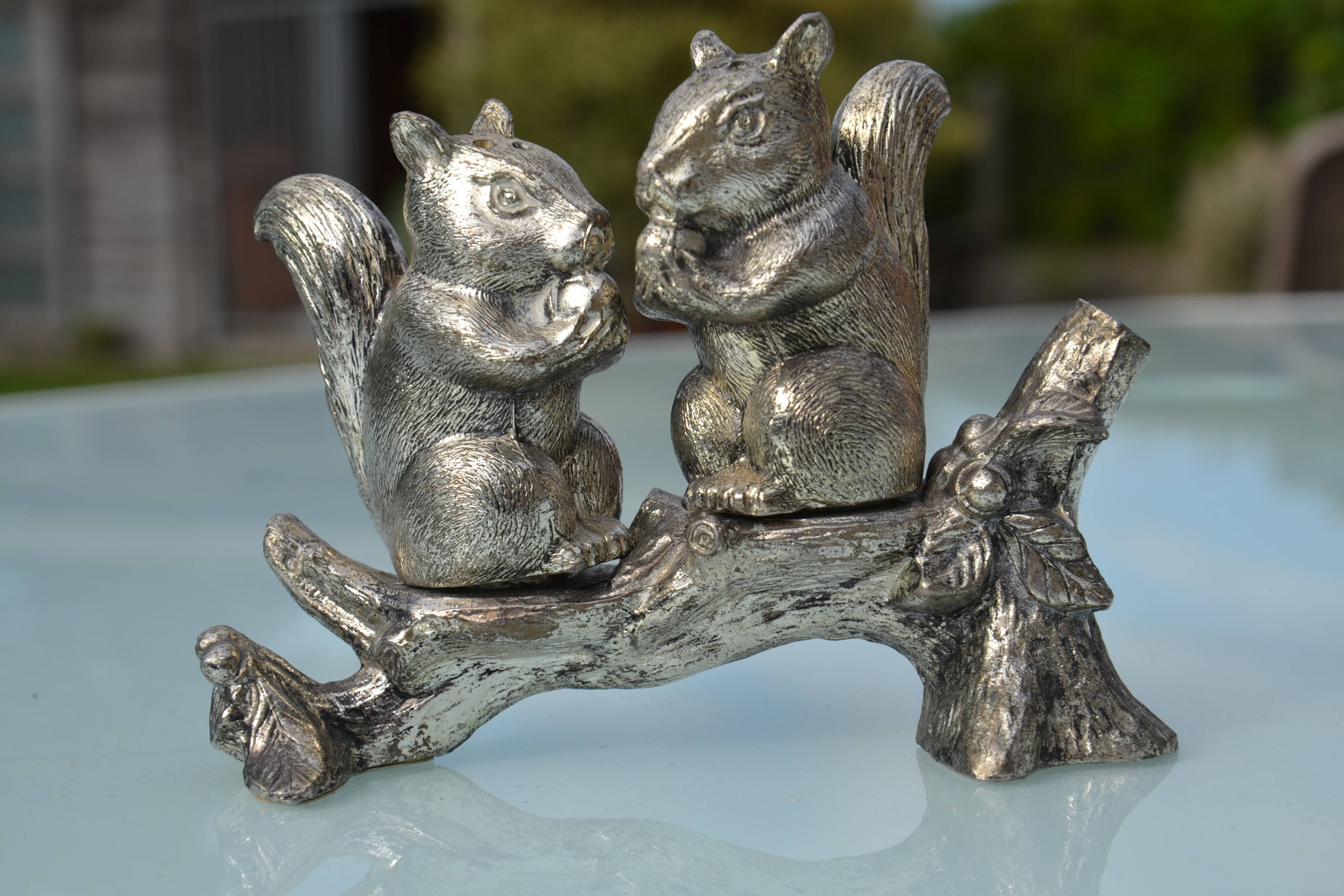 Silver-plated salt and pepper shakers "squirrel"