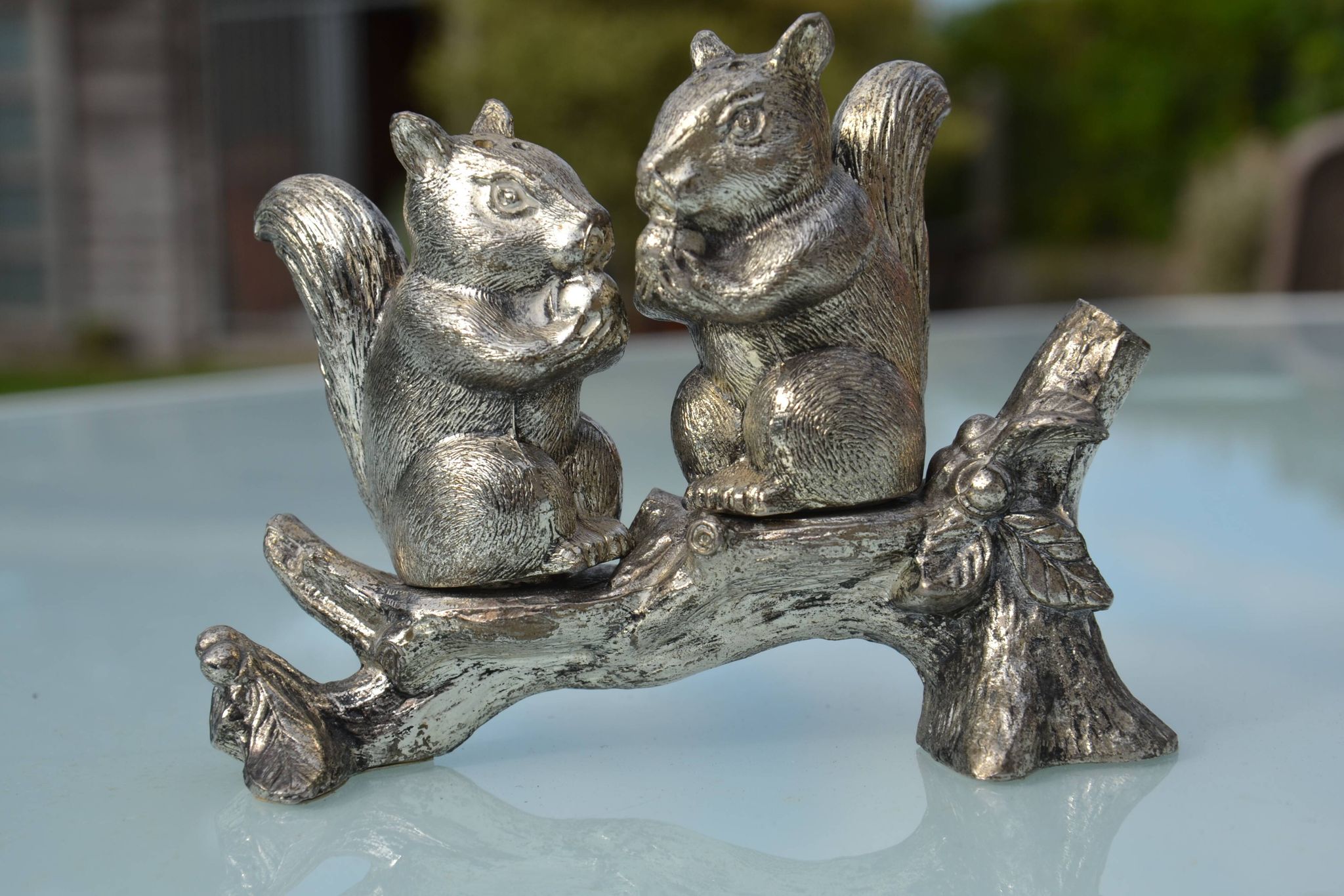 Silver-plated salt and pepper shakers "squirrel"