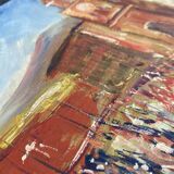 Oil on wood, “village festival”, Italy, 1960s