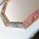 Miroir fleuri vintage en bois 80s   54x37cm
