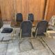 Chaises et table de salle à manger italiennes vintage en laiton, années 1970, lot de 7