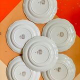 Lot of 6 white and golden vintage plates Poreylor l'Amandinoise France