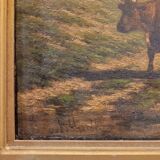 Oil on the tabla “Paisaje con ganado”, Firmado “Ruytter”, Escuela Barbizon, s. XIX – France