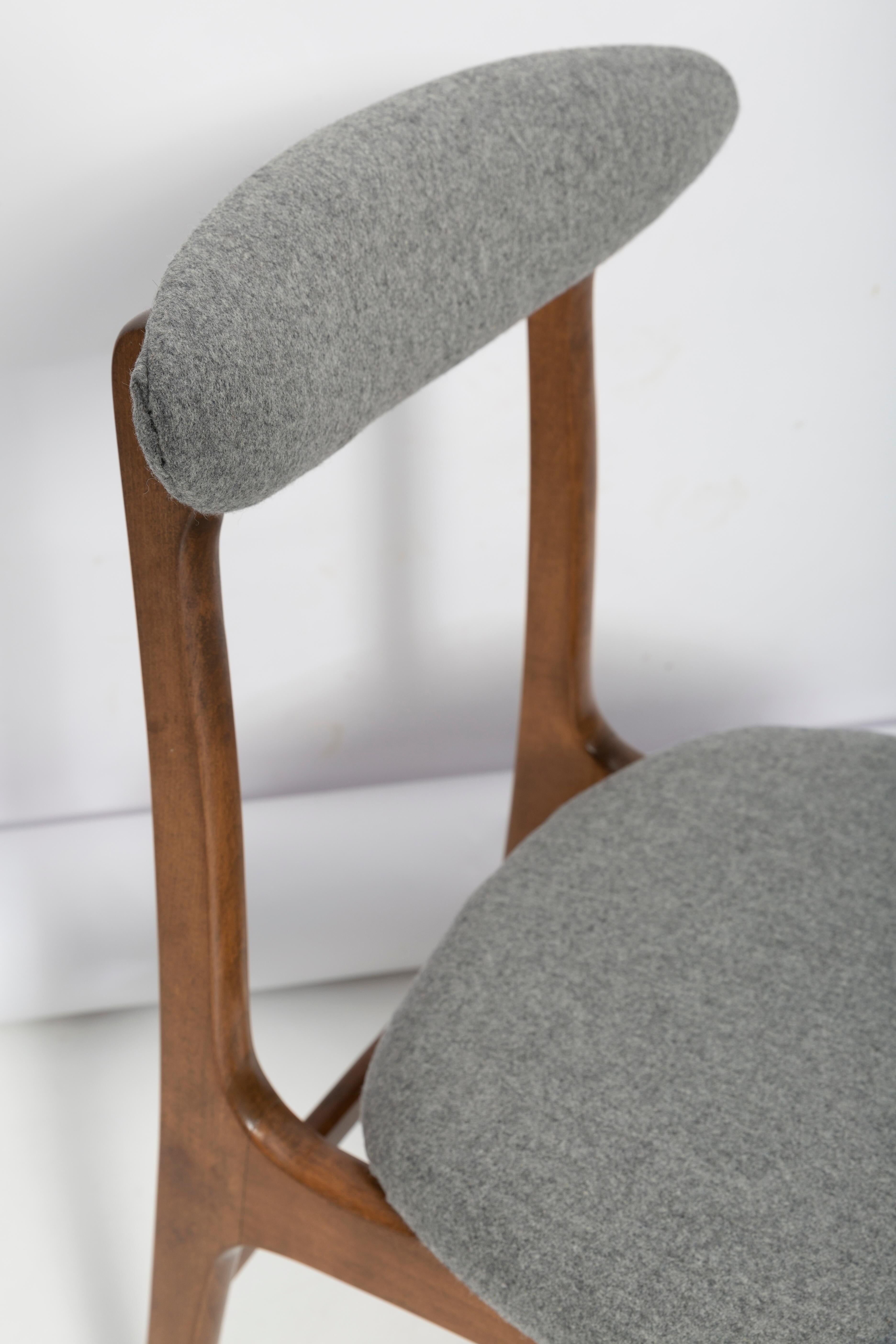 Grey wool chair in mid-century style designed by Rajmund Halas, Poland, 1960s.
