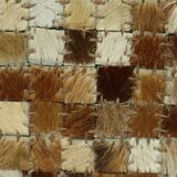 Vintage Square Pouf Goat Leather Patchwork Mosaic Pattern