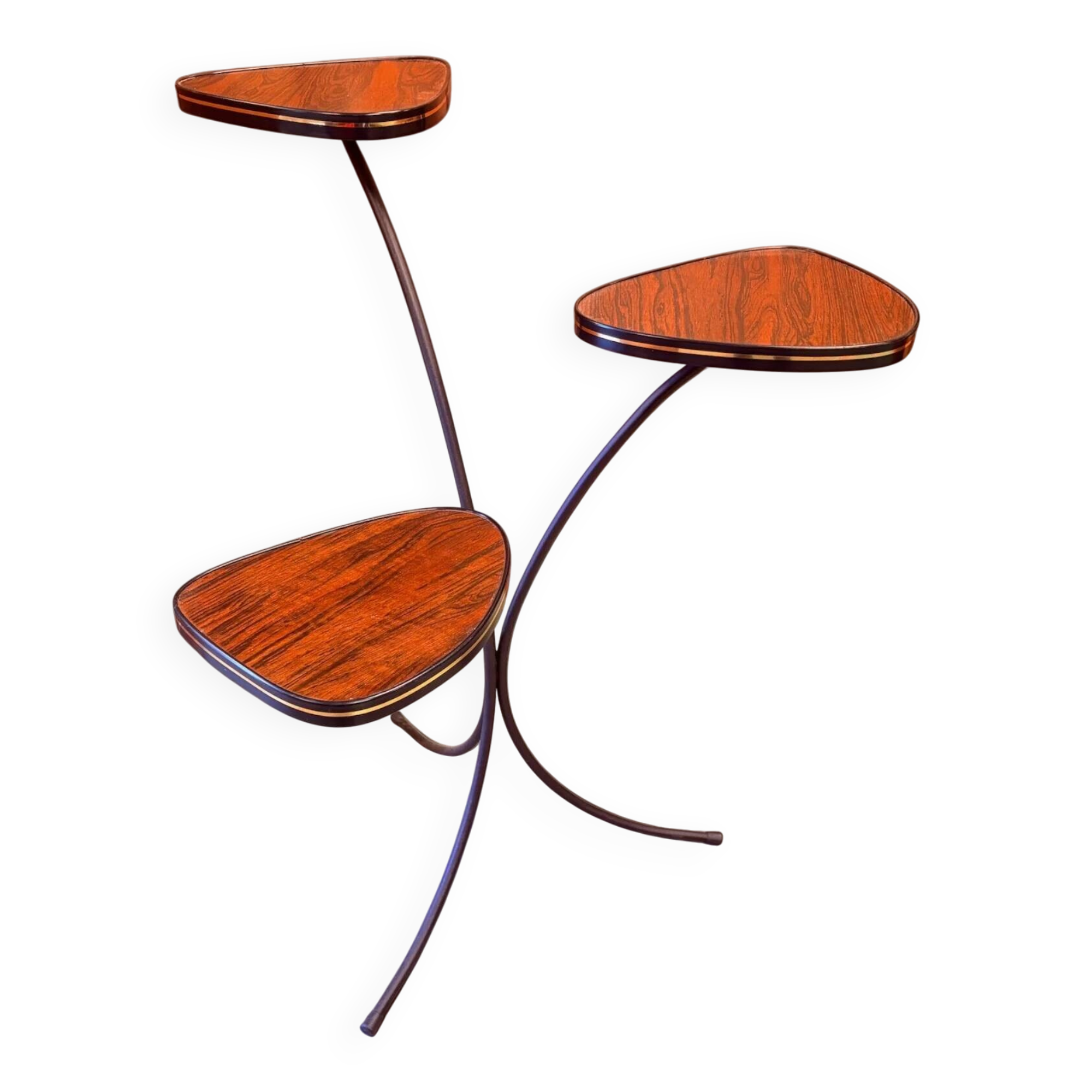 Retro plant table with levels, rosewood veneer, black trim