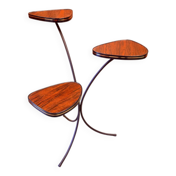 Table de plante rétro avec niveaux, placage en palissandre, bord noir