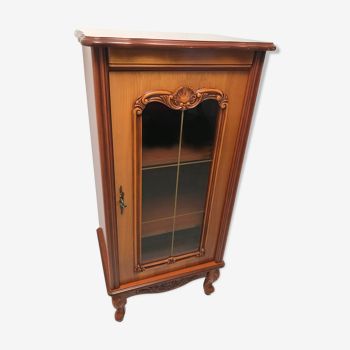 Meuble hifi avec porte vitrée vintage en bois
