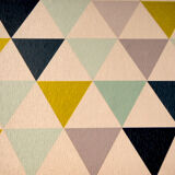 Vintage coffee table wood and blond rattan one drawer ca 1970