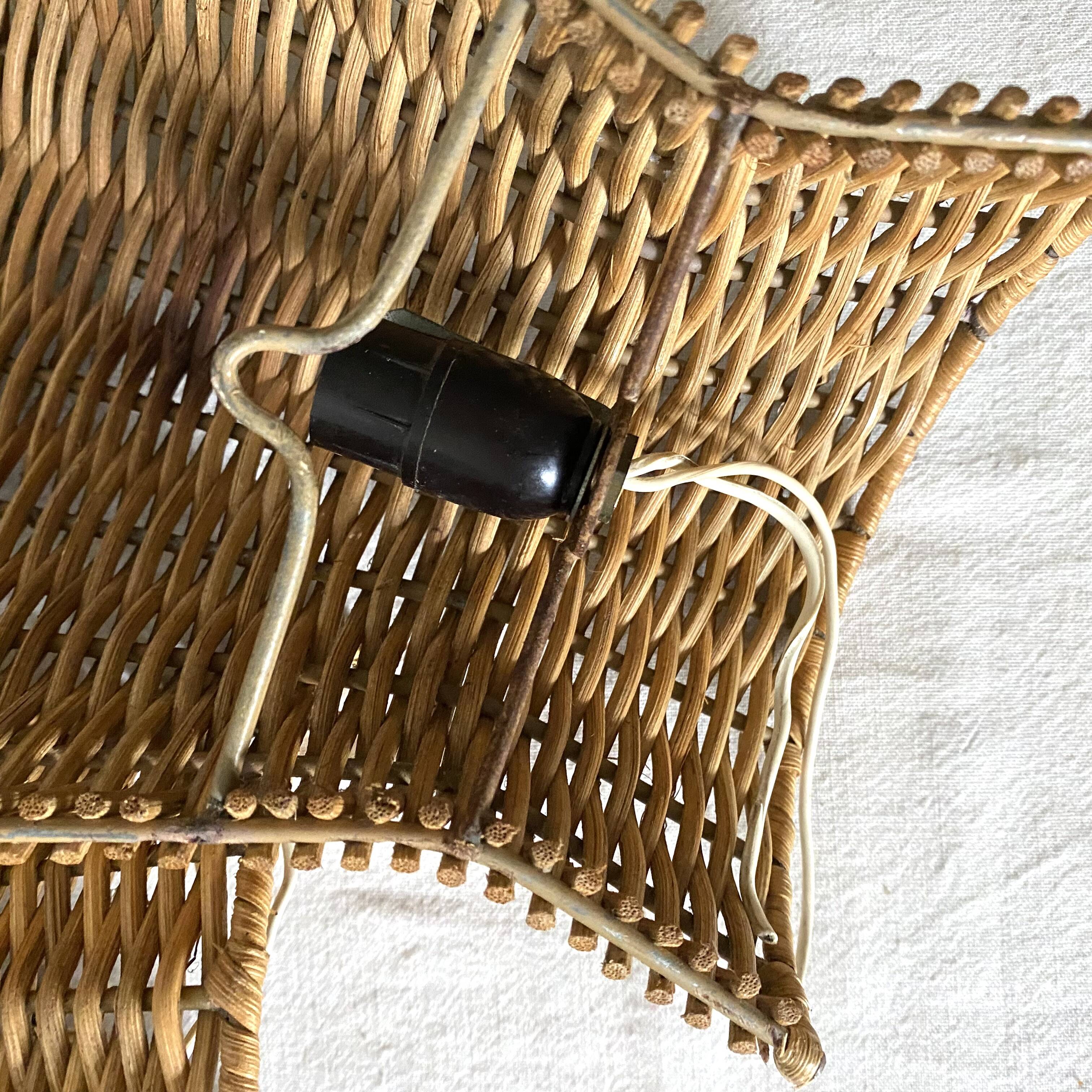 Pair of 60s rattan wall lights