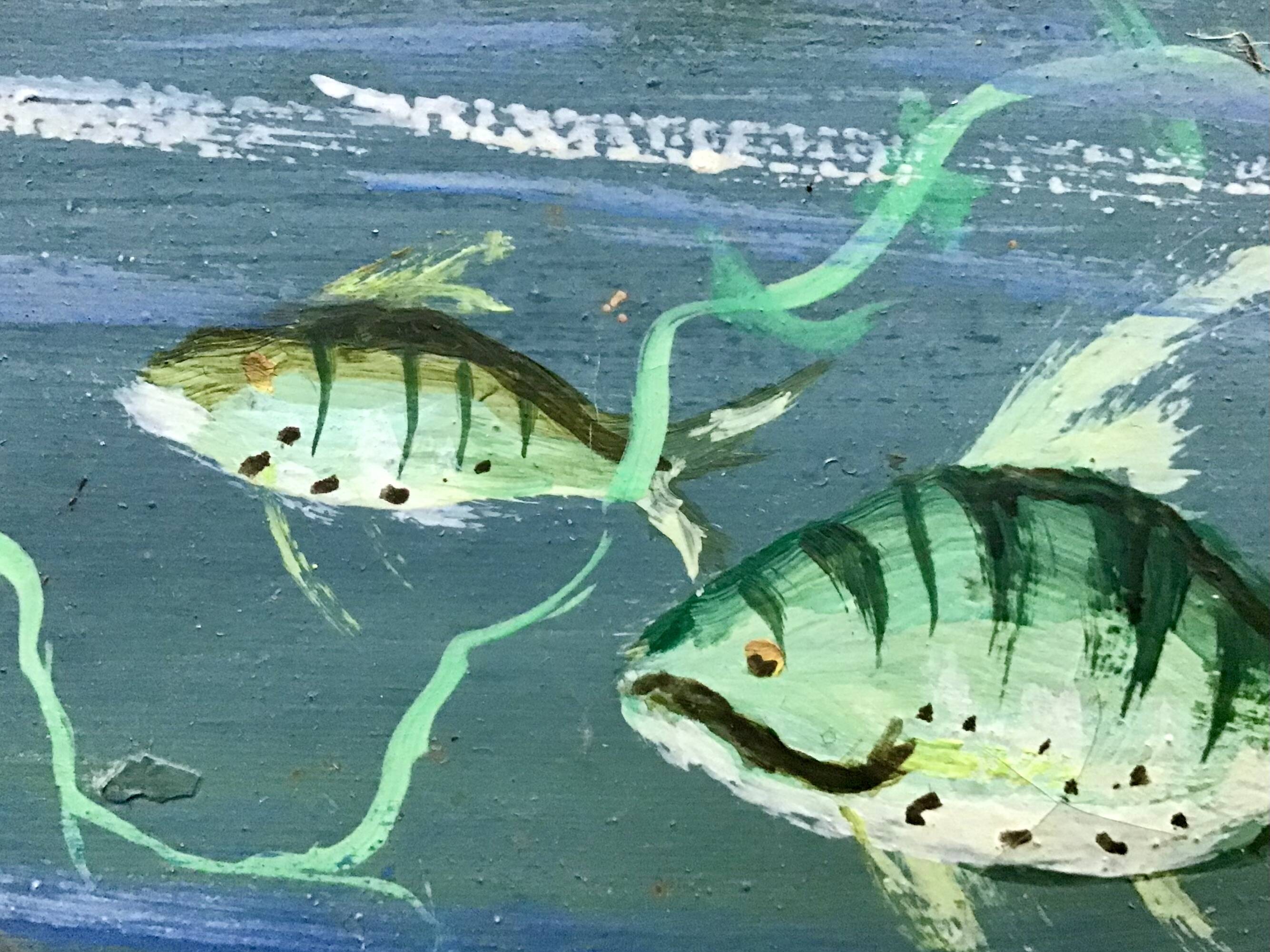 Congolese School Aquatic fauna Oil on canvas signed