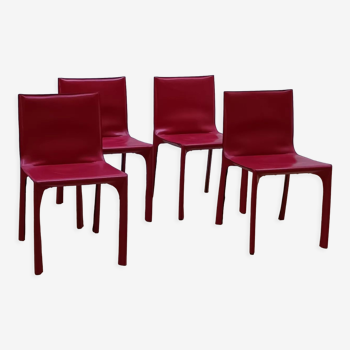 Lot de 4 chaises cuir vintages