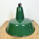 Grande Lampe à Suspension Industrielle en Émail Vert, 1960s