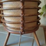 Cylindrical rattan lamp by Louis Sognot