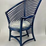 Set of 4 sculptural rattan bamboo dining chairs, Flechtatelier Schütz, Germany 1980s