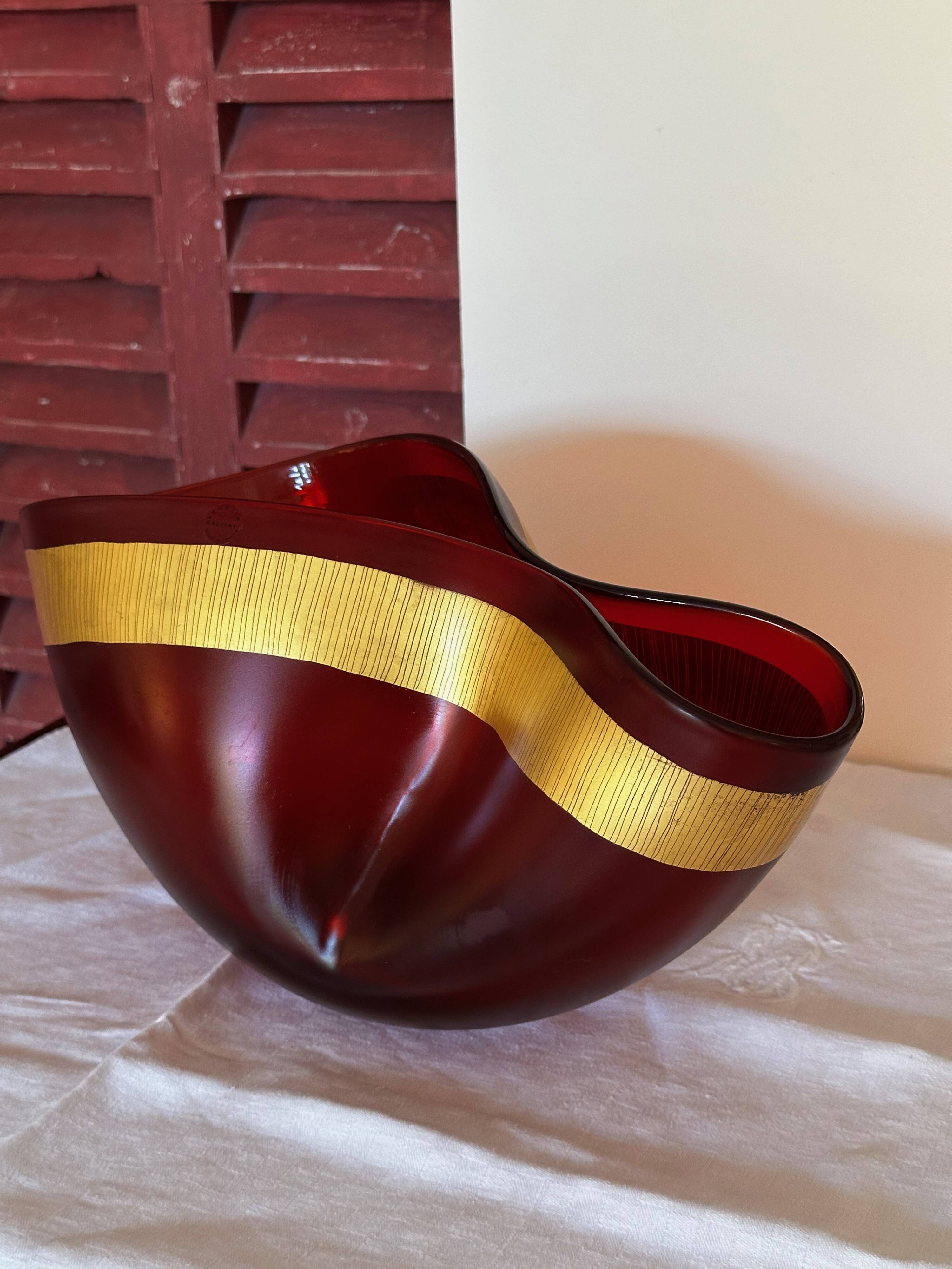 Sublime cup signed salviati murano, vintage model "pizzicati" 36 cm