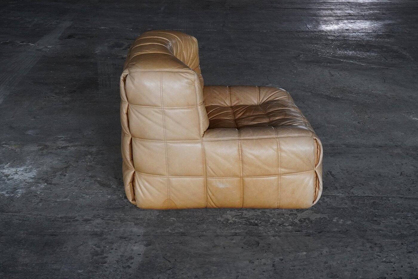 Kashima Lounge Chairs in Tan Leather by Michel Ducaroy for Ligne Roset, 1980s, Set of 2