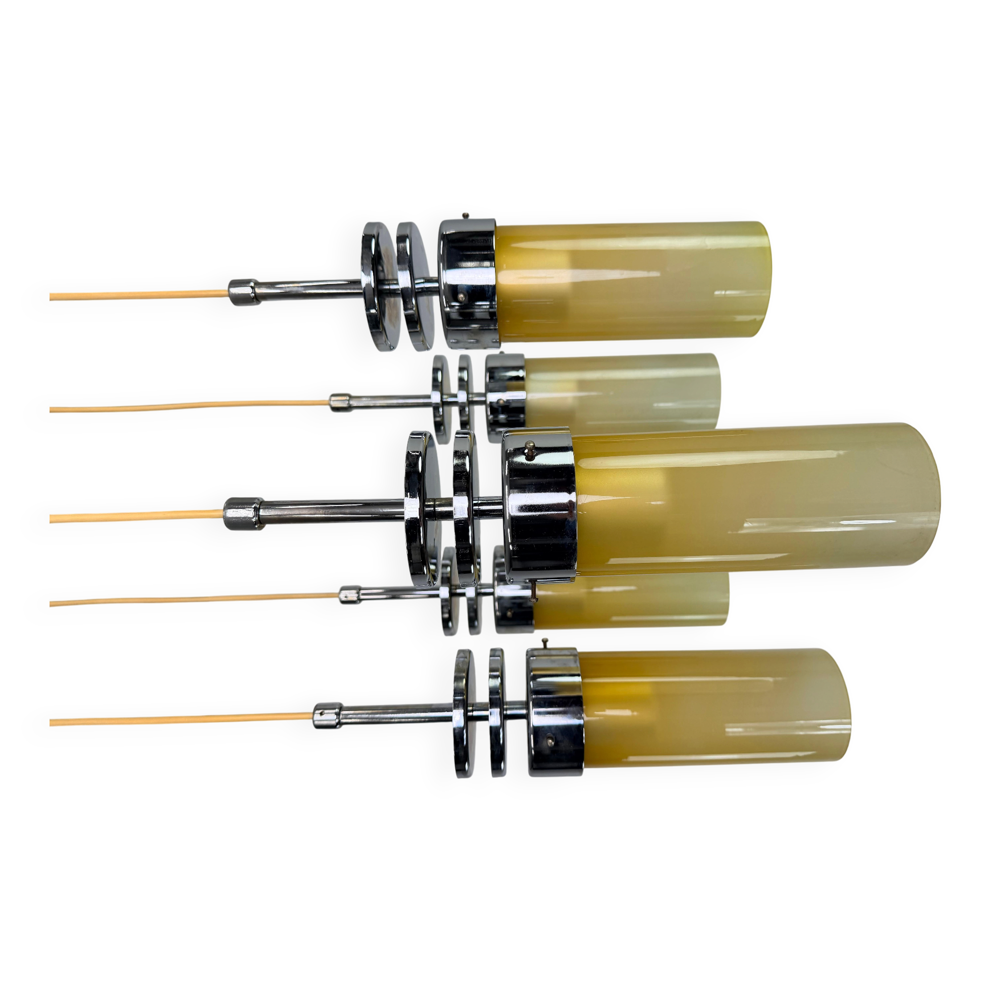 Suspension icon with 5 lamps, "Space Age" style from the 70s.