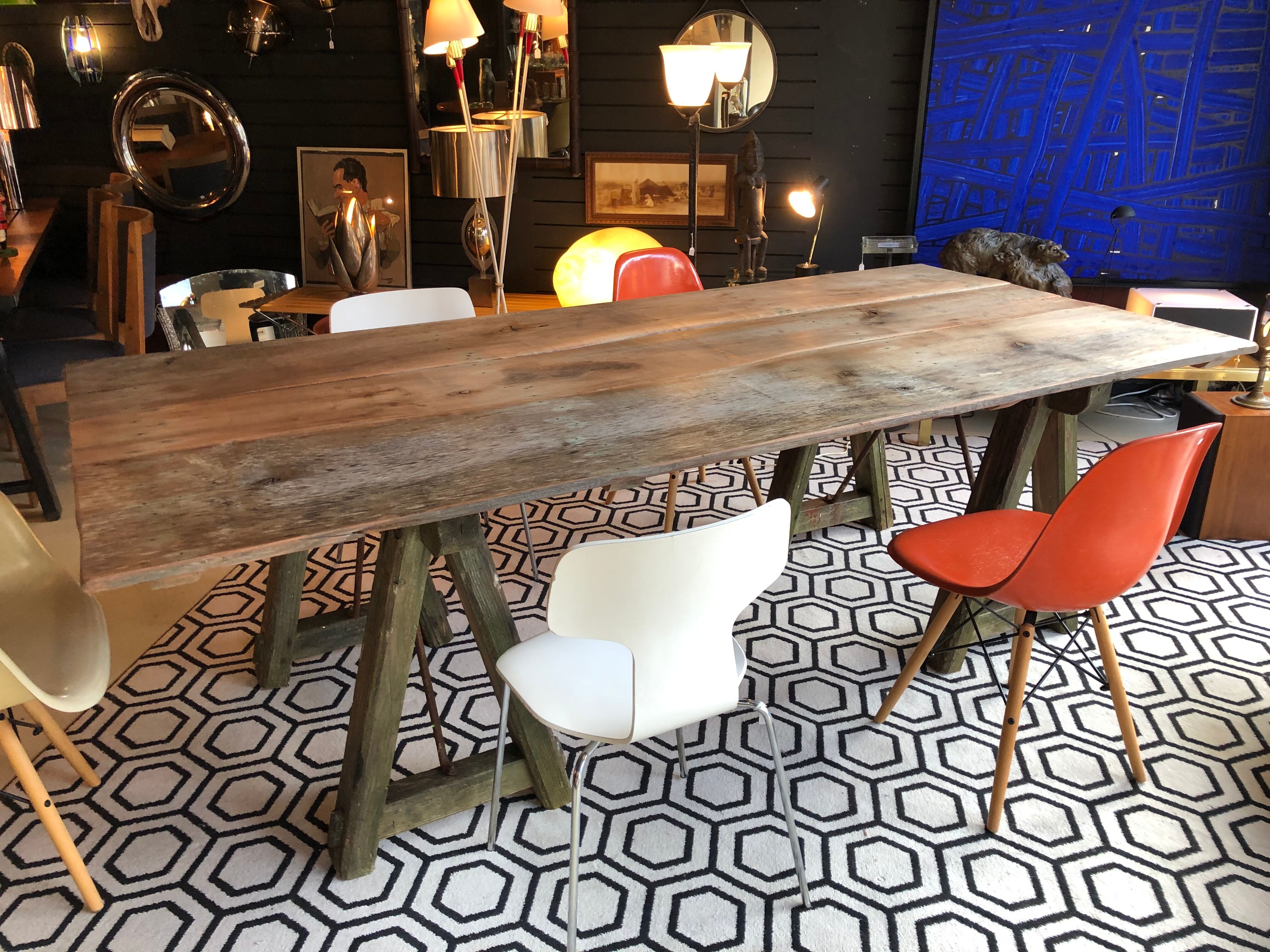 Farm table on trestles
