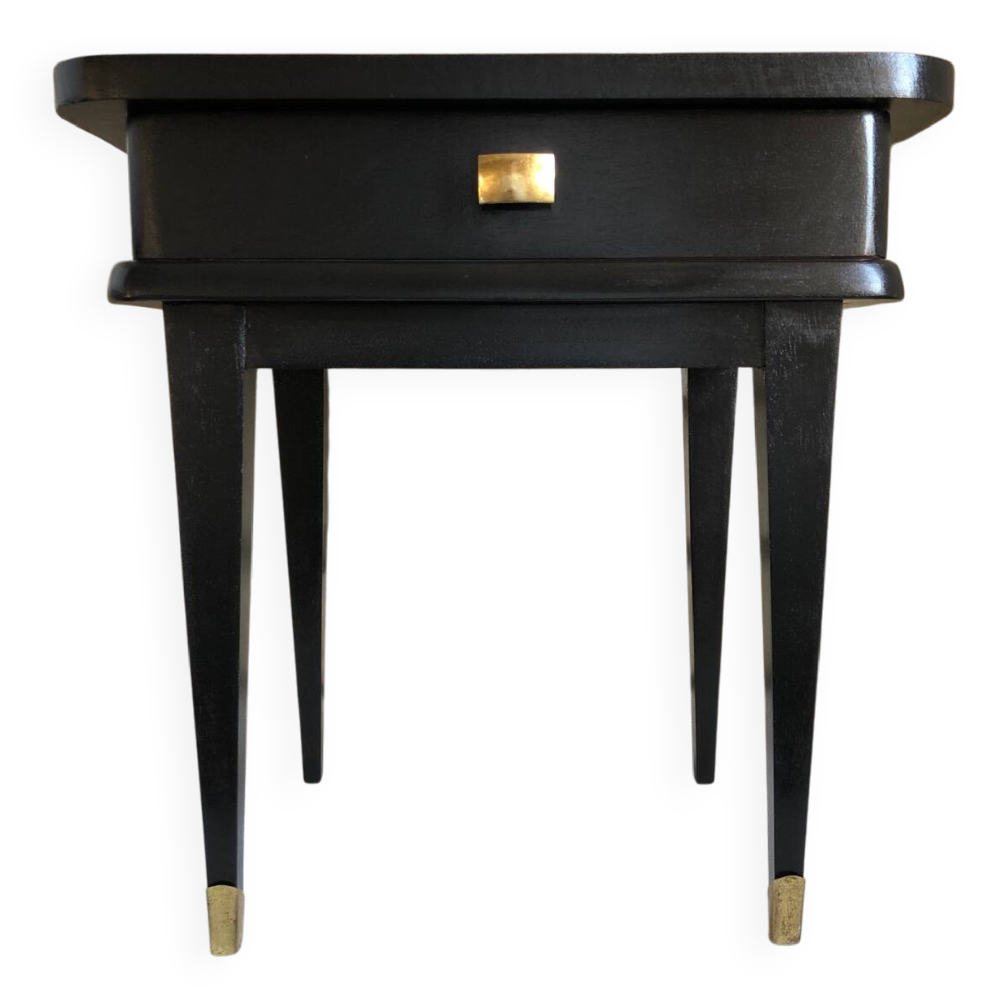 Vintage black and brass bedside table - 1950s style