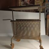 Serving trolley attributed to Mathieu Matégot in perforated metal