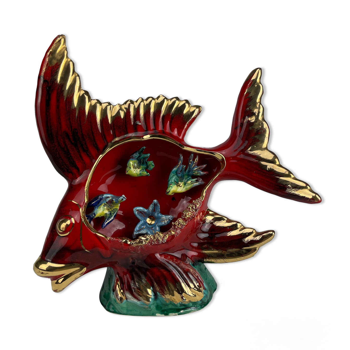 Lampe poisson barbotine Vallauris XXL