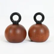 "Ball Boy" teak pepper mill & salt mill set by Richard Nissen / Carsten Jørgensen for Bodum / Danish modern design / postmodernism / 1980s