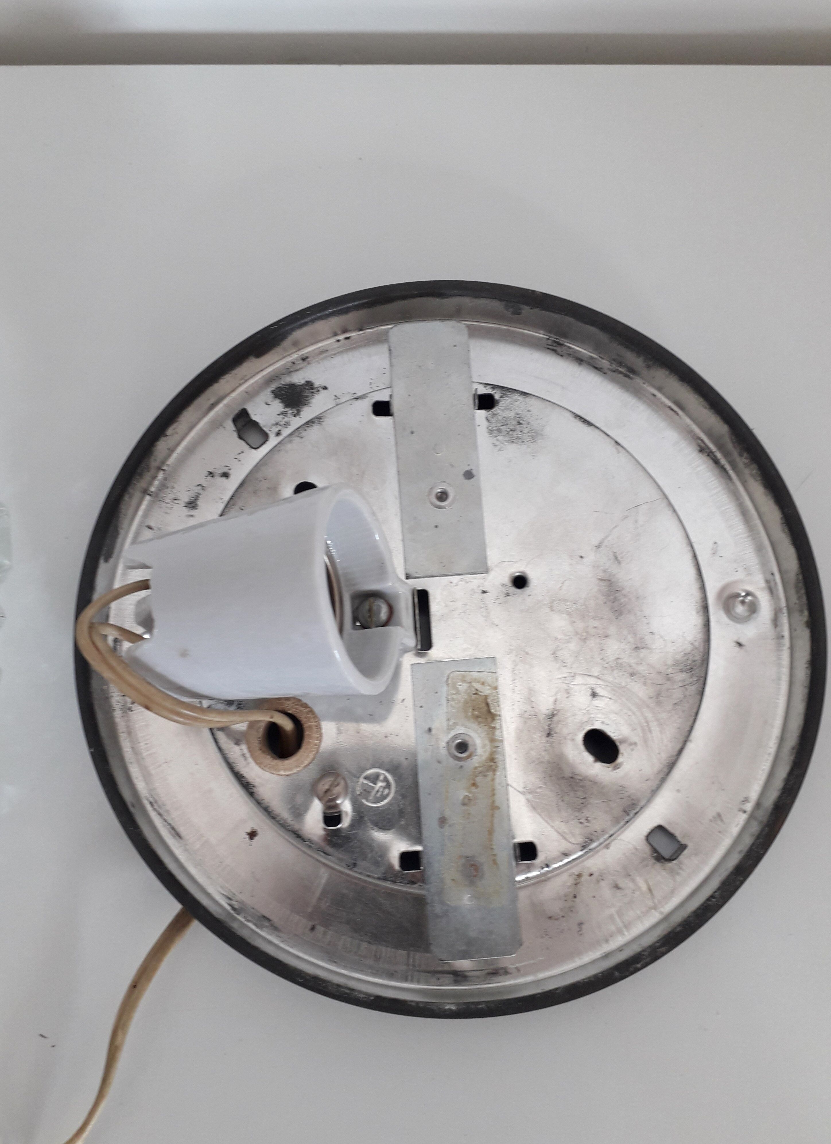 Vintage ceiling lamp / wall lamp - Molded glass - Round shape - 1970