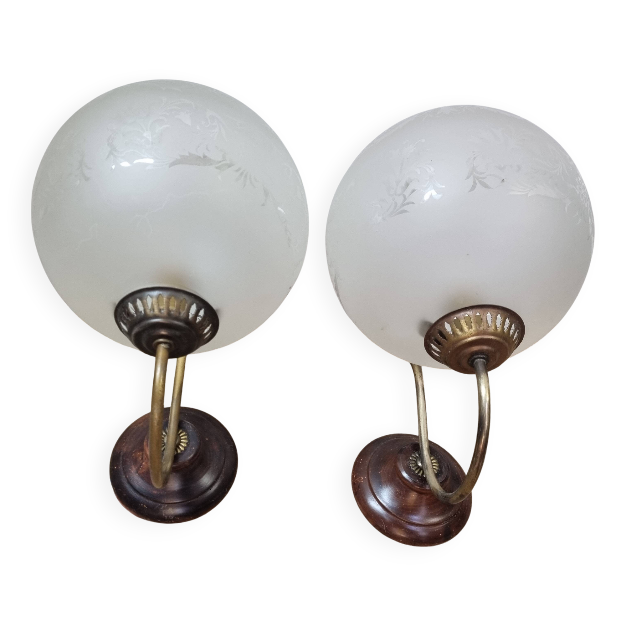 1960s glass globe wall lights