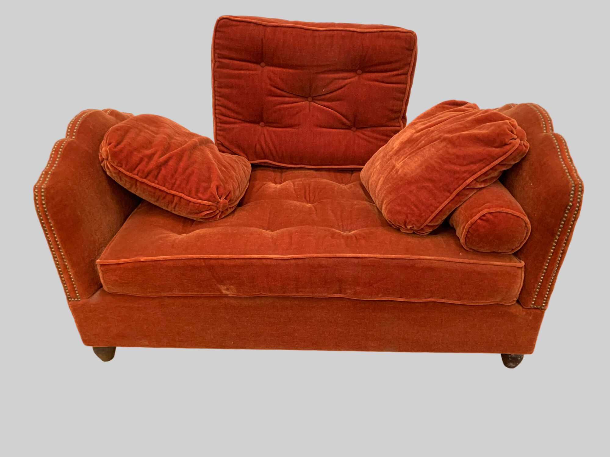 Art Deco velvet bench removable side XX century