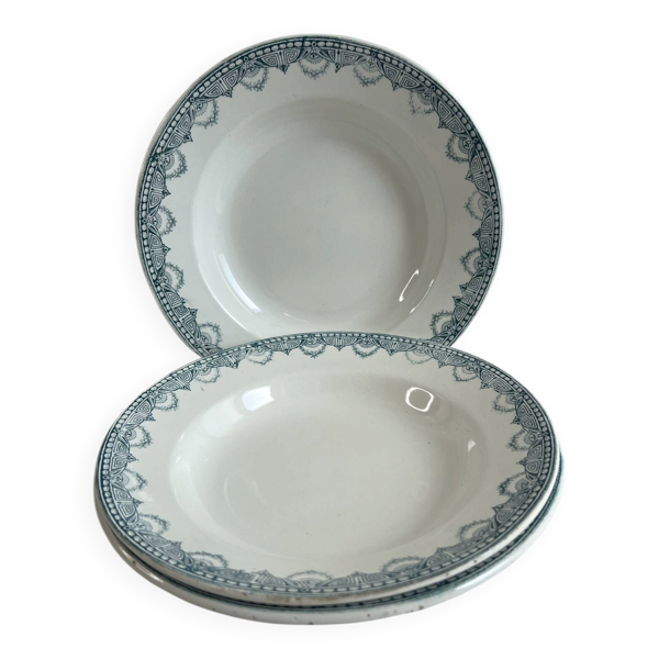Lot de 3 assiettes creuses en terre de fer LG Récamier