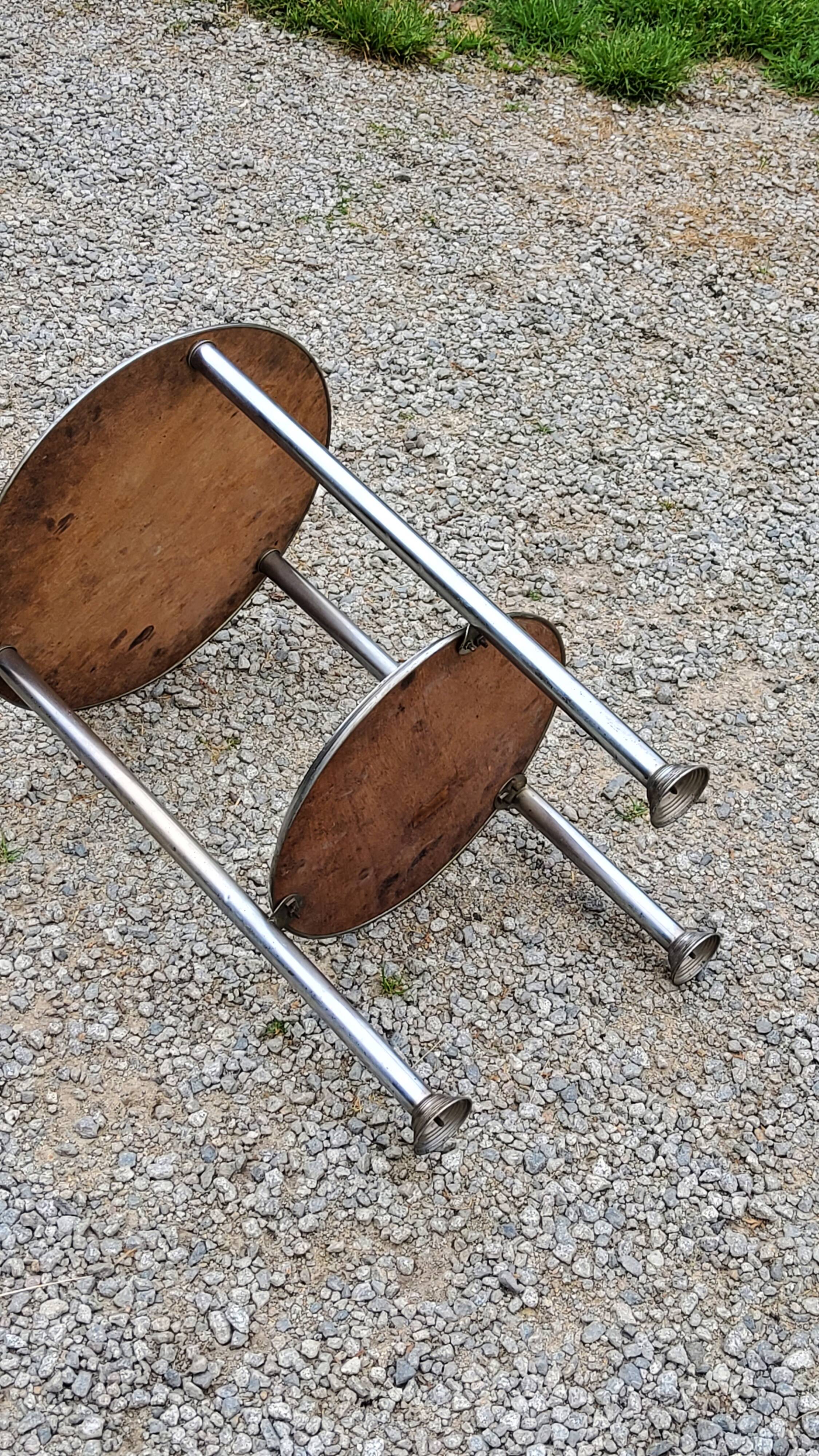 Art Deco side table, end table in chromed metal and mirror, 1930