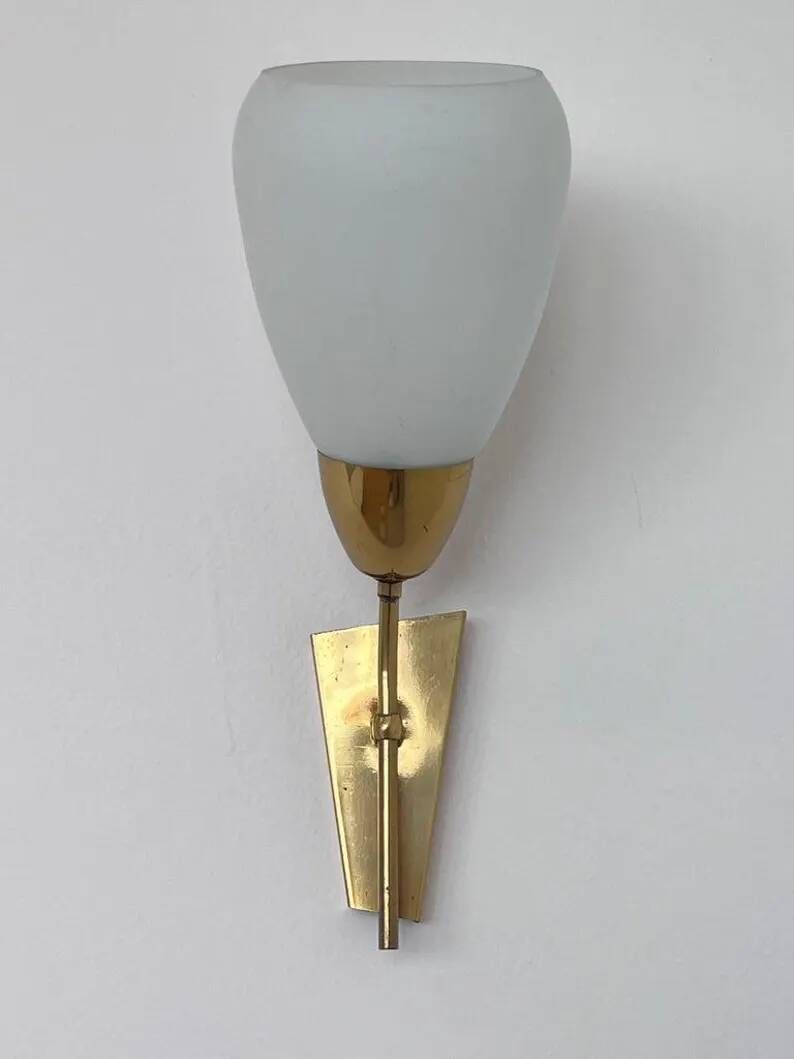 Mid Century Brass and Glass Wall Light/lamp by Kamenicky Senov - around 1970s