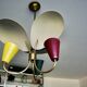 Vintage tri-color chandelier in lacquered steel and brass