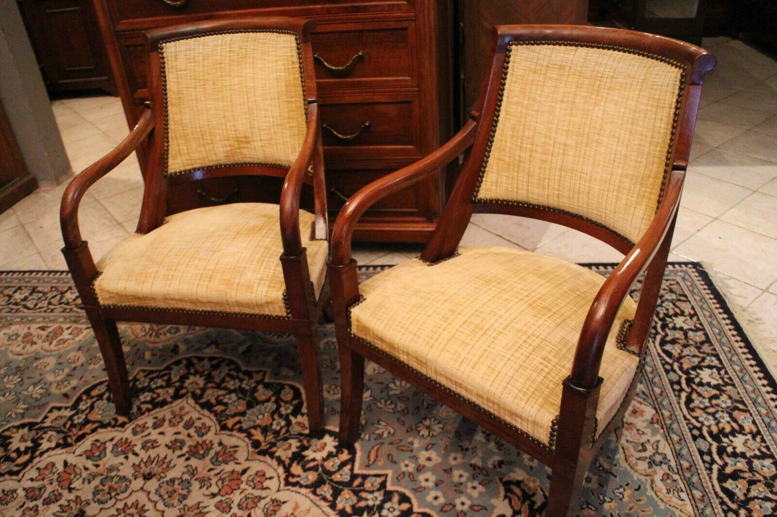 Pair of mahogany armchairs XIX Restoration