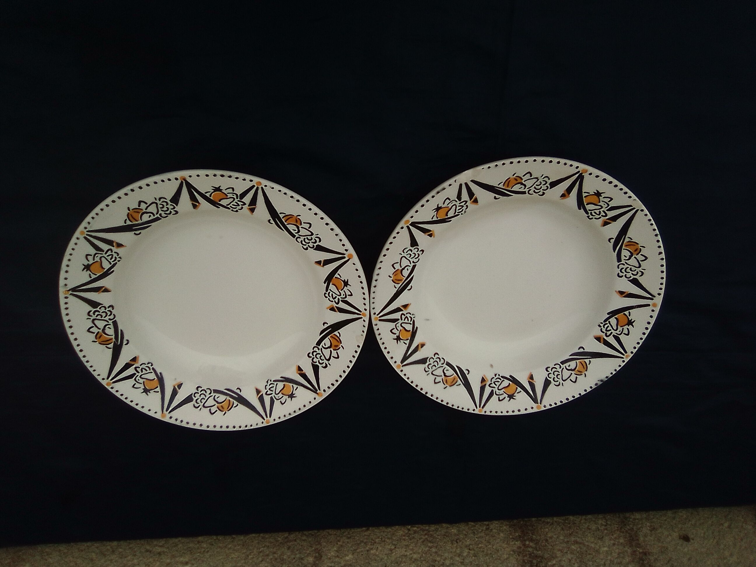 2 hollow plates in earthenware HBCM Creil Montereau diam 23 cm