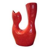 Red ceramic vase, italy 1970s