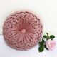 Coussin plissé ancien en velours rose