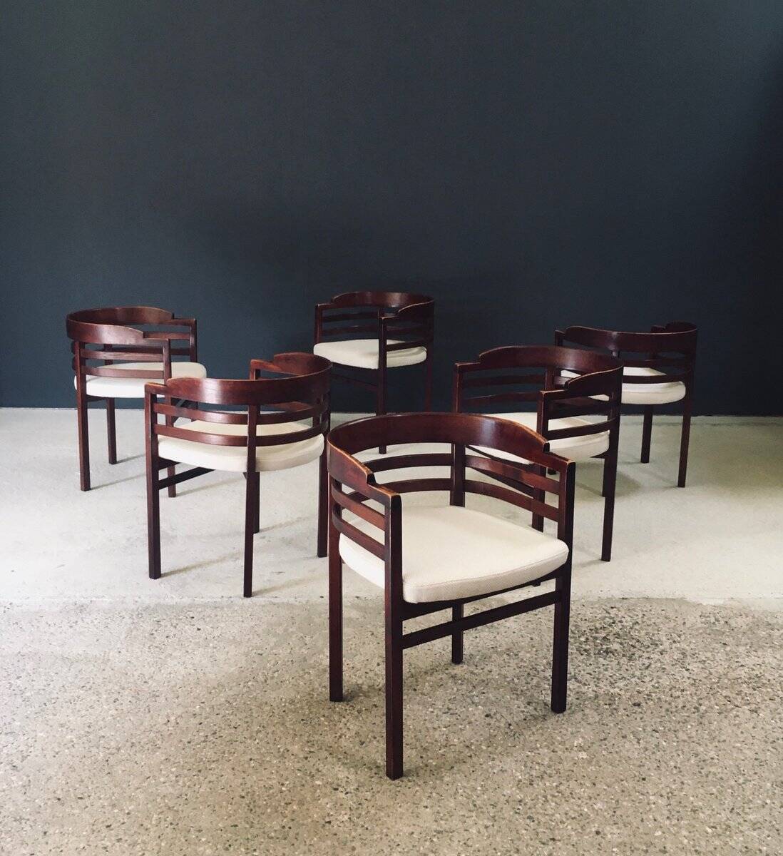 Mid-Century Modern Curved Dining Chairs, Italy, 1970s, Set of 6