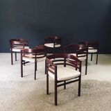 Mid-Century Modern Curved Dining Chairs, Italy, 1970s, Set of 6