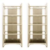 Pair of Lacquered canework shelves, Bamboo and Glass, 1980s - Italy