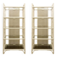 Pair of Lacquered canework shelves, Bamboo and Glass, 1980s - Italy