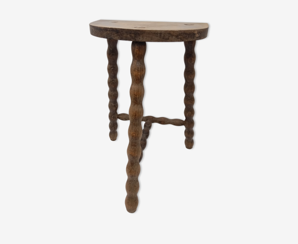 Tabouret tripode bois pieds perlés
