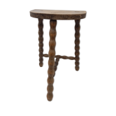Tabouret tripode bois pieds perlés
