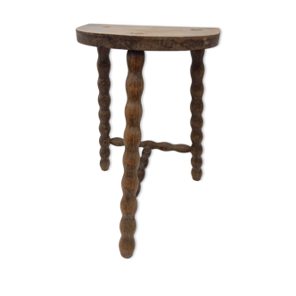 Tabouret tripode bois pieds perlés