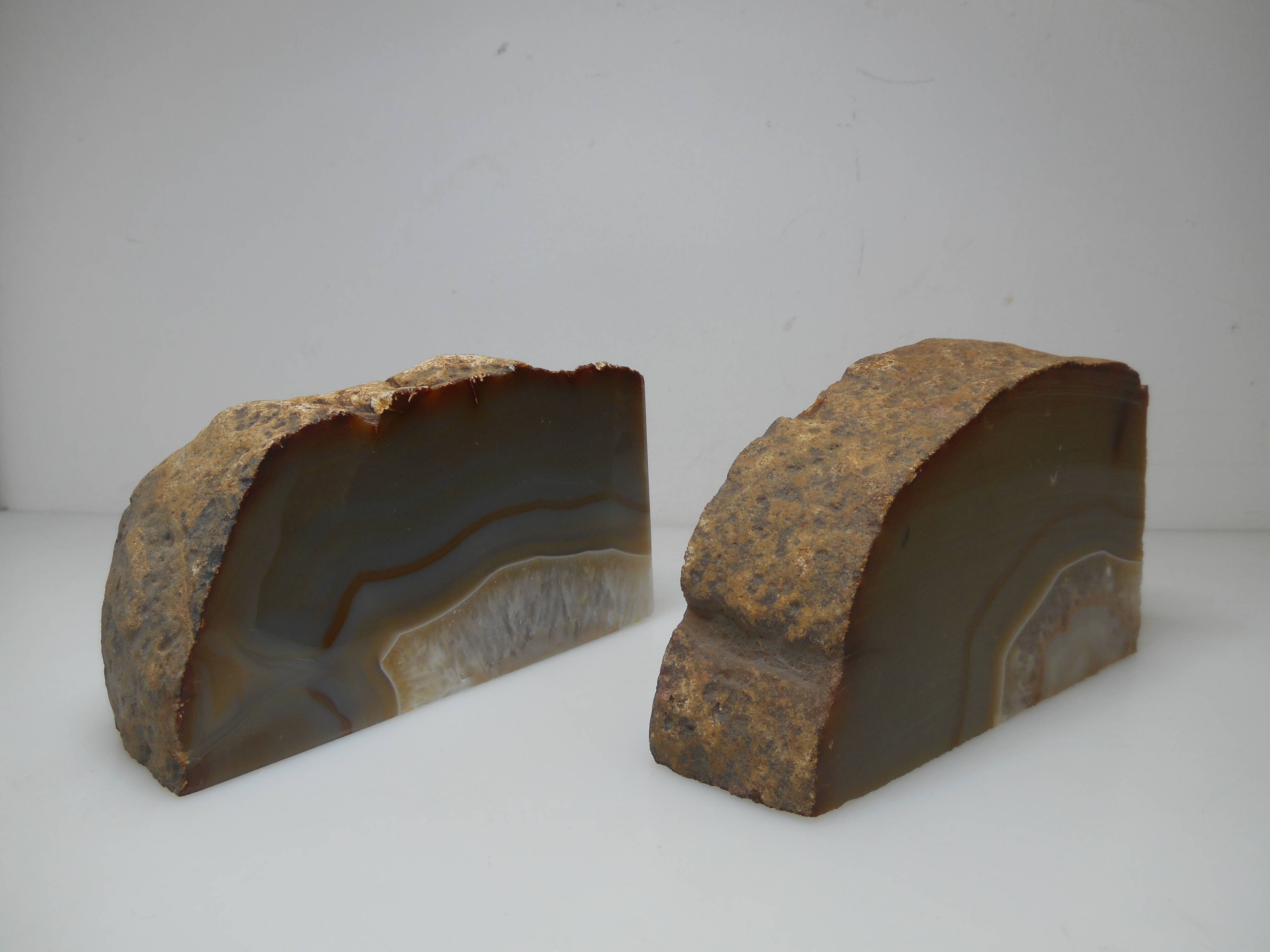 Paire de serre livres en agate bleue