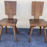 Pair of 1960s Brutalist Solid Oak Chalet Chairs