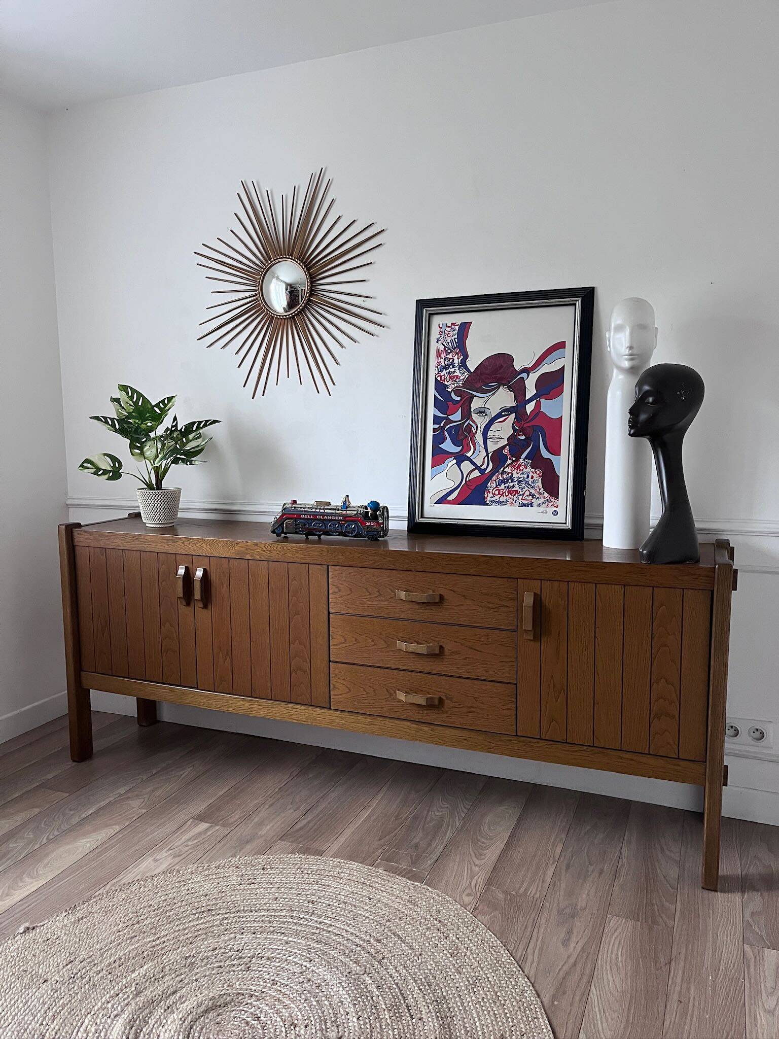 Large vintage brutalist sideboard