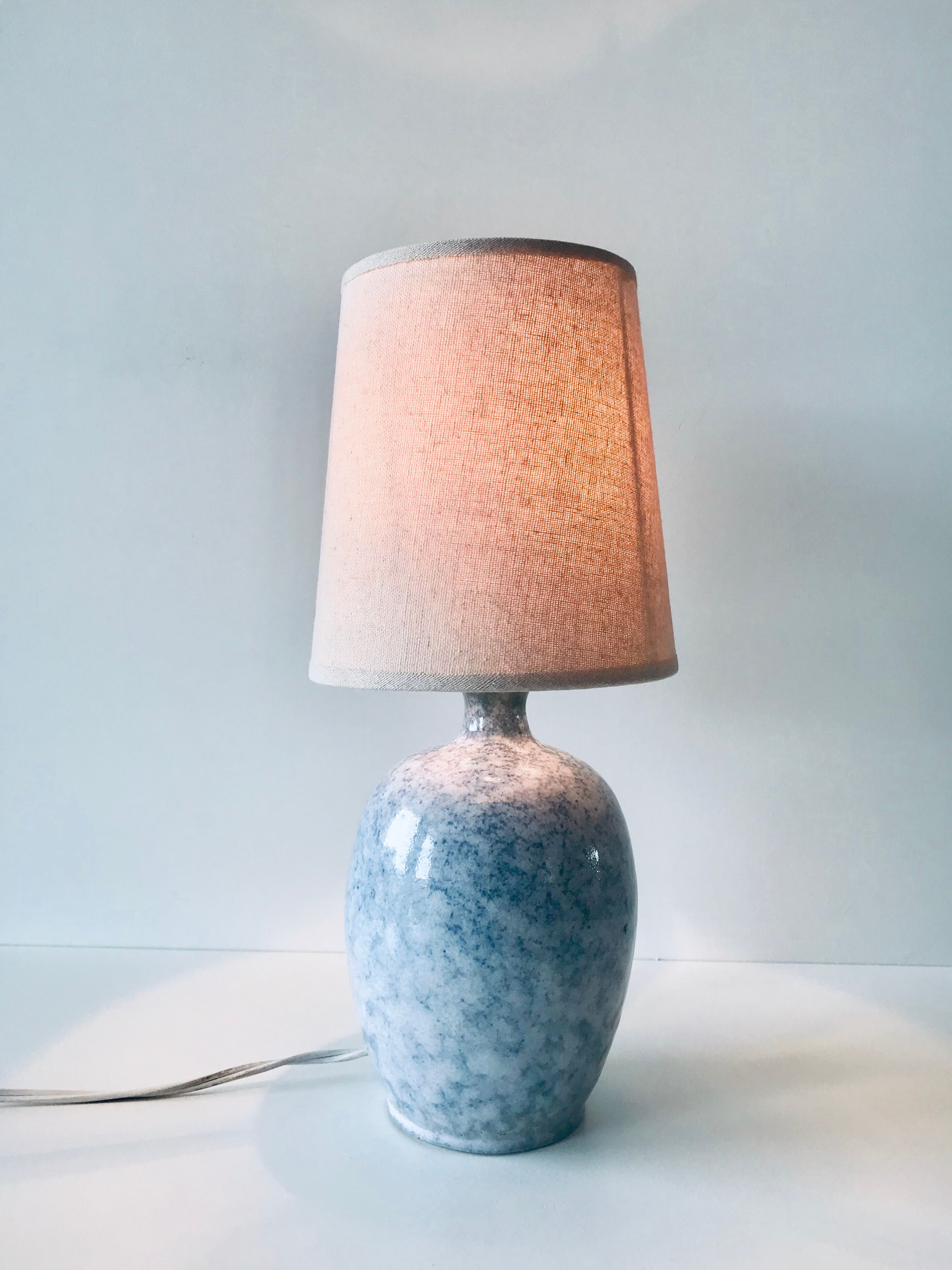 Ceramic lamp blue stoneware