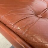 Pair of brown leather armchairs 1980